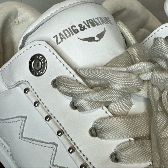 Zadig&Voltaire La Flash Women’s low top leather sneakers - Size 7 White - Picture 8 of 14